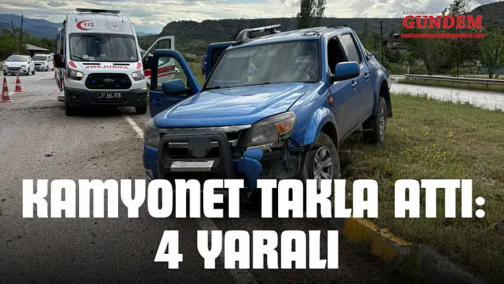 Kastamonu'da Yoldan Çıkan Kamyonet Takla Attı: 4 Yaralı