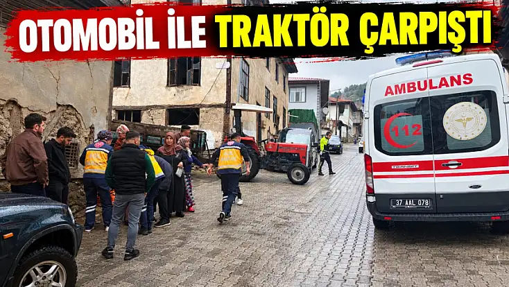 Otomobil İle Traktör Çarpıştı