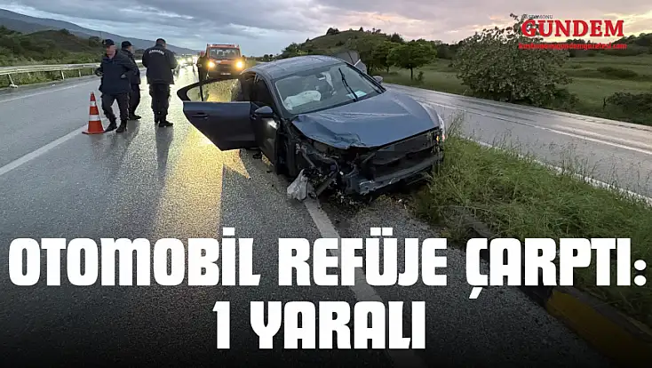 Tekeri Kopan Otomobil Refüje Çarptı: 1 Yaralı