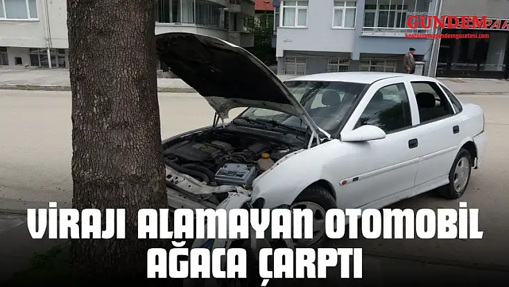 Virajı Alamayan Otomobil Ağaca Çarptı