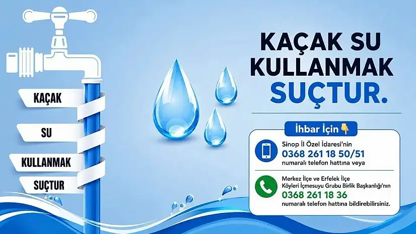 Sinop'ta kaçak su kullanan 8 haneye toplam 280 bin TL para cezası