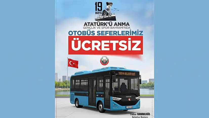 Tosya'da 19 Mayıs'ta Toplu Ulaşım Ücretsiz Olacak