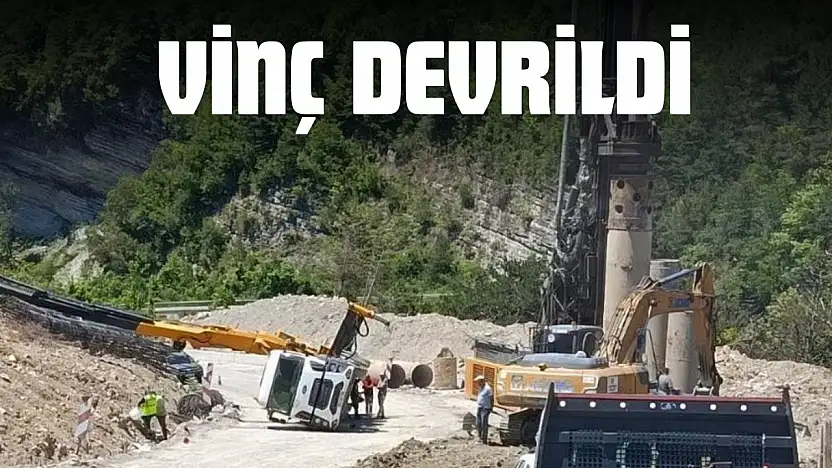 Çatalzeytin'de Vinç Devrildi