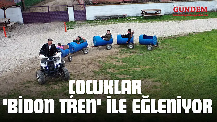 Çocuklar Muhtarın Yaptığı 'Bidon Tren' İle Eğleniyor