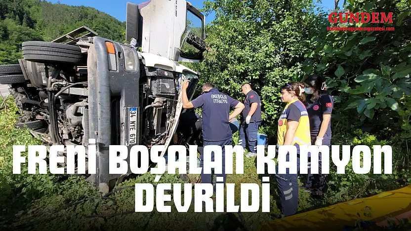 Freni Boşalan Kamyon Devrildi
