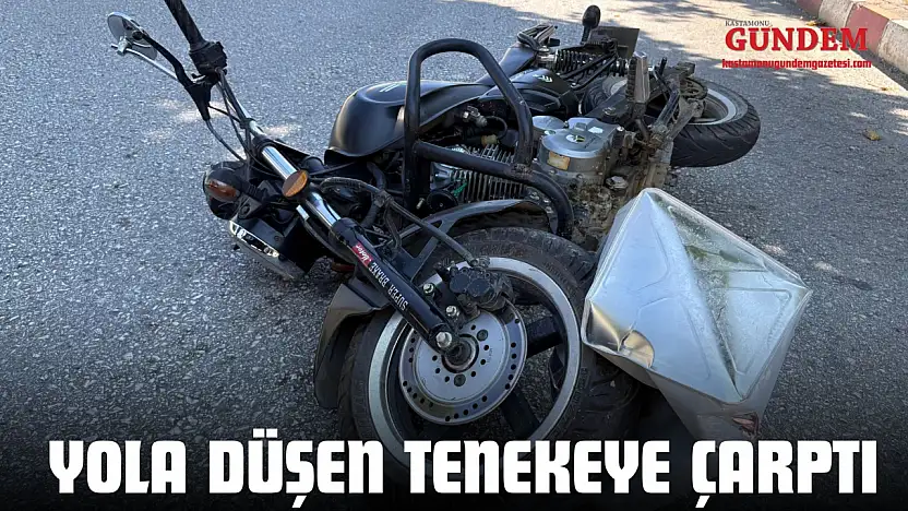 Motosiklet Yola Düşen Tenekeye Çarptı
