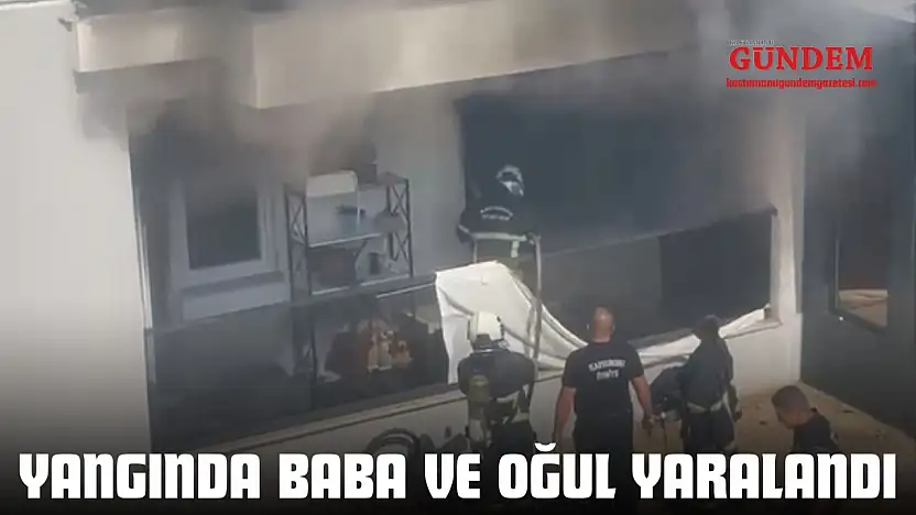 Yangında Baba Ve Oğul Yaralandı