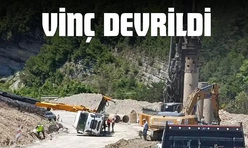 Çatalzeytin'de Vinç Devrildi