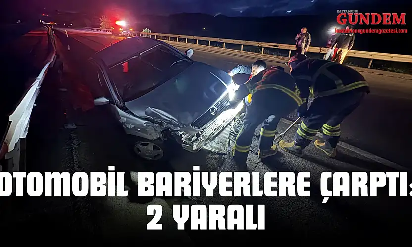 D100'de Otomobil Bariyerlere Çarptı: 2 Yaralı