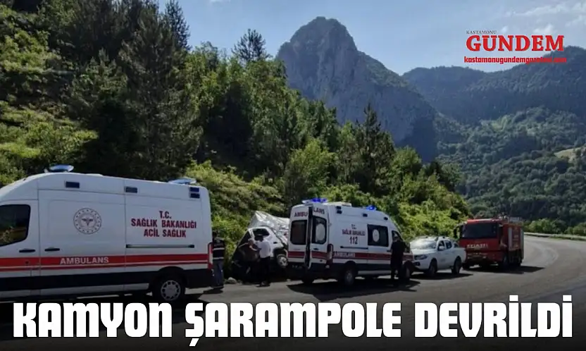 Kamyon Şarampole Devrildi