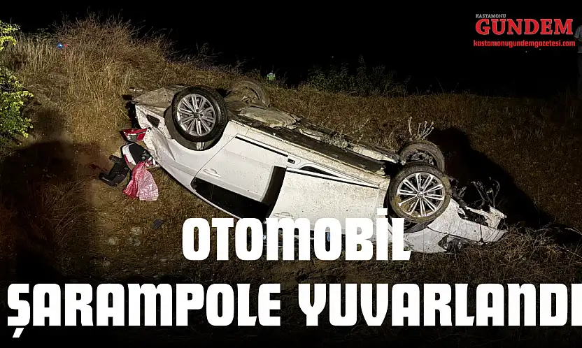 Kastamonu'da Otomobil Şarampole Yuvarlandı