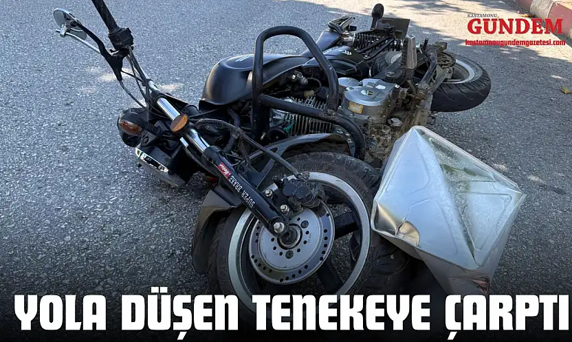 Motosiklet Yola Düşen Tenekeye Çarptı