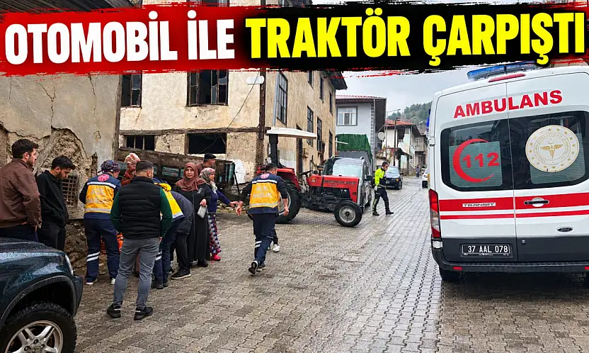 Otomobil İle Traktör Çarpıştı