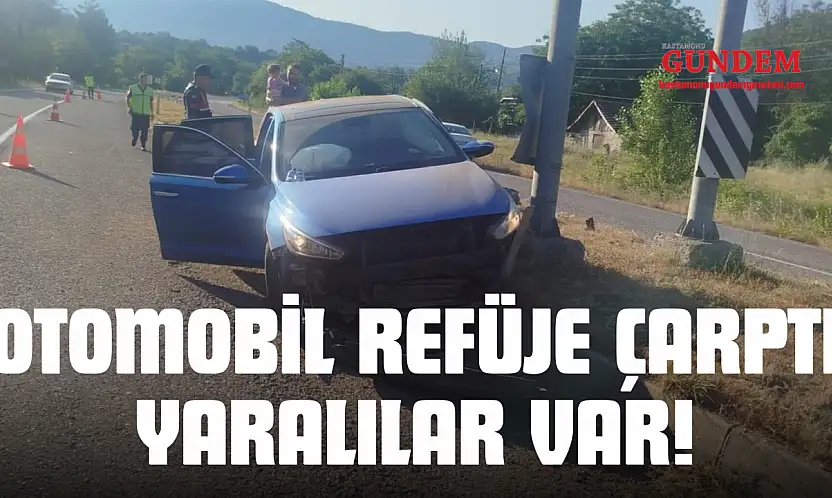 Otomobil Refüje Çarptı: Yaralılar Var!