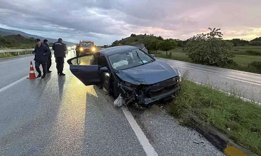 Tekeri Kopan Otomobil Refüje Çarptı: 1 Yaralı
