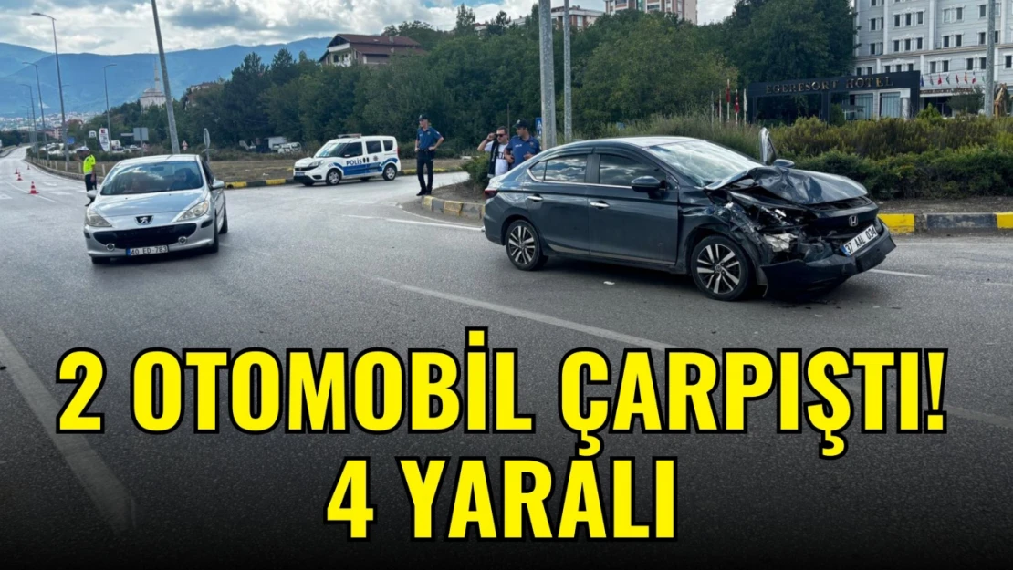 2 Otomobil Çarpıştı! 4 Yaralı