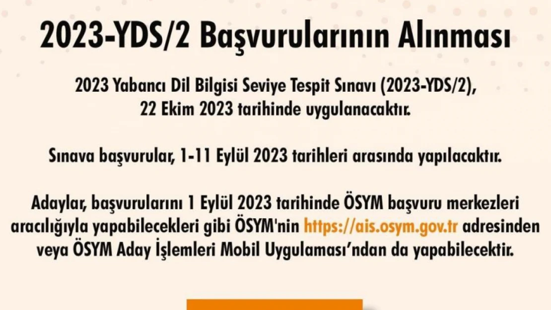 2023-YDS/2 başvuruları başladı