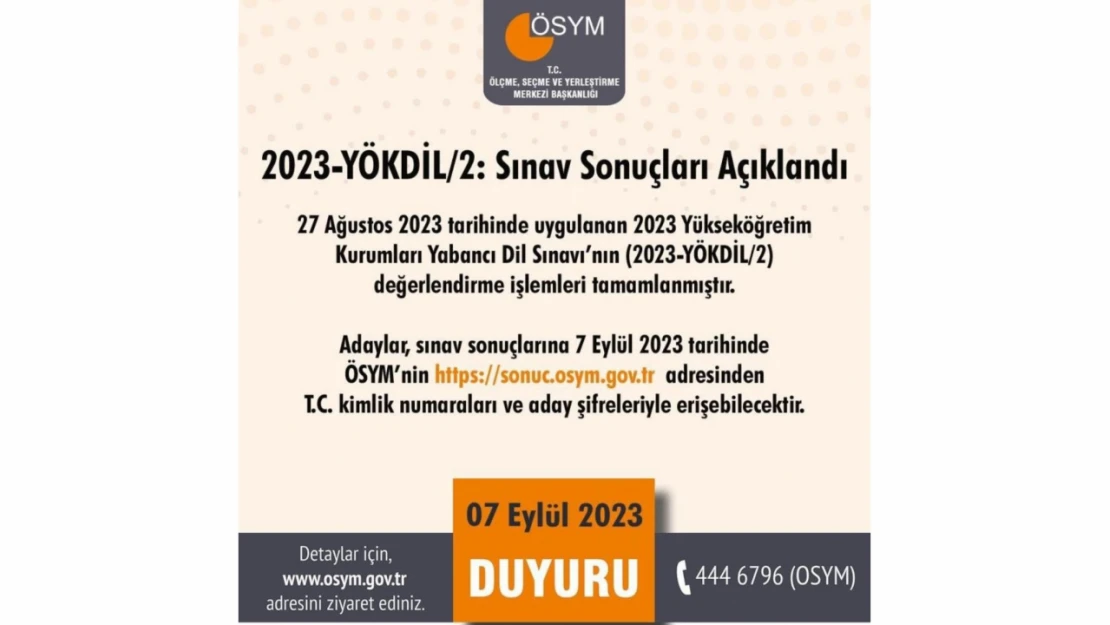 2023-YÖKDİL/2 sonuçları açıklandı