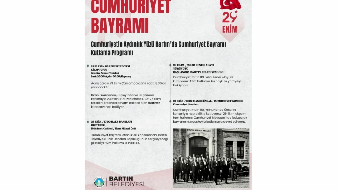 Bartın'da Cumhuriyet Bayramı Programı 