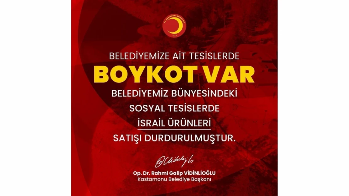 Belediyeden İsrail'e Boykot