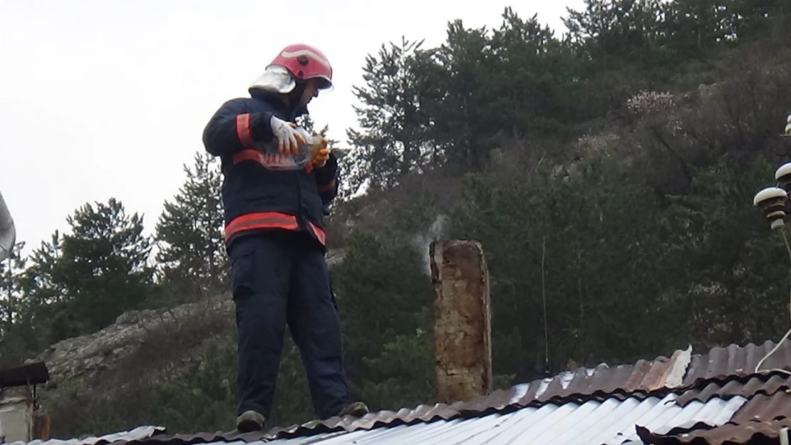 Bolu'da İş Yerindeki Baca Yangını Korkuttu