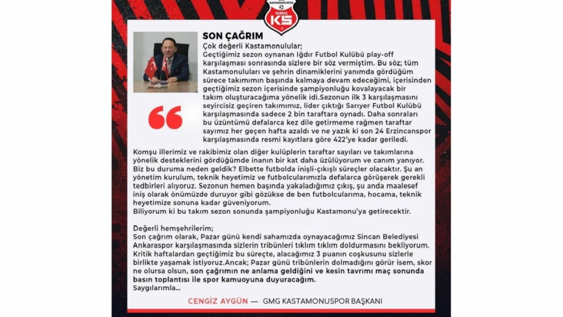 Cengiz Aygün'den 'Son Çağrı'