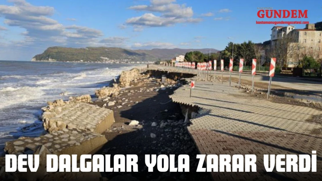 Dev Dalgalar Yola Zarar Verdi