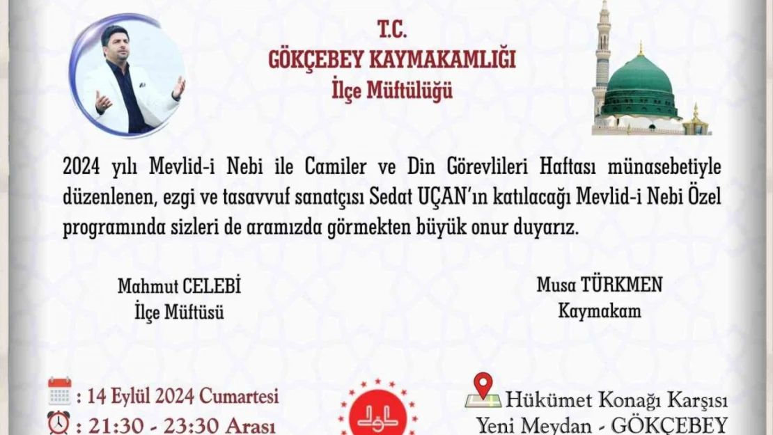 Gökçebey'de Mevlid-i Nebi Programı Düzenlenecek