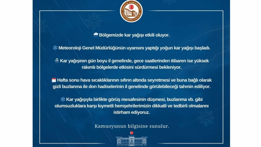 Kastamonu Valiliği Uyardı