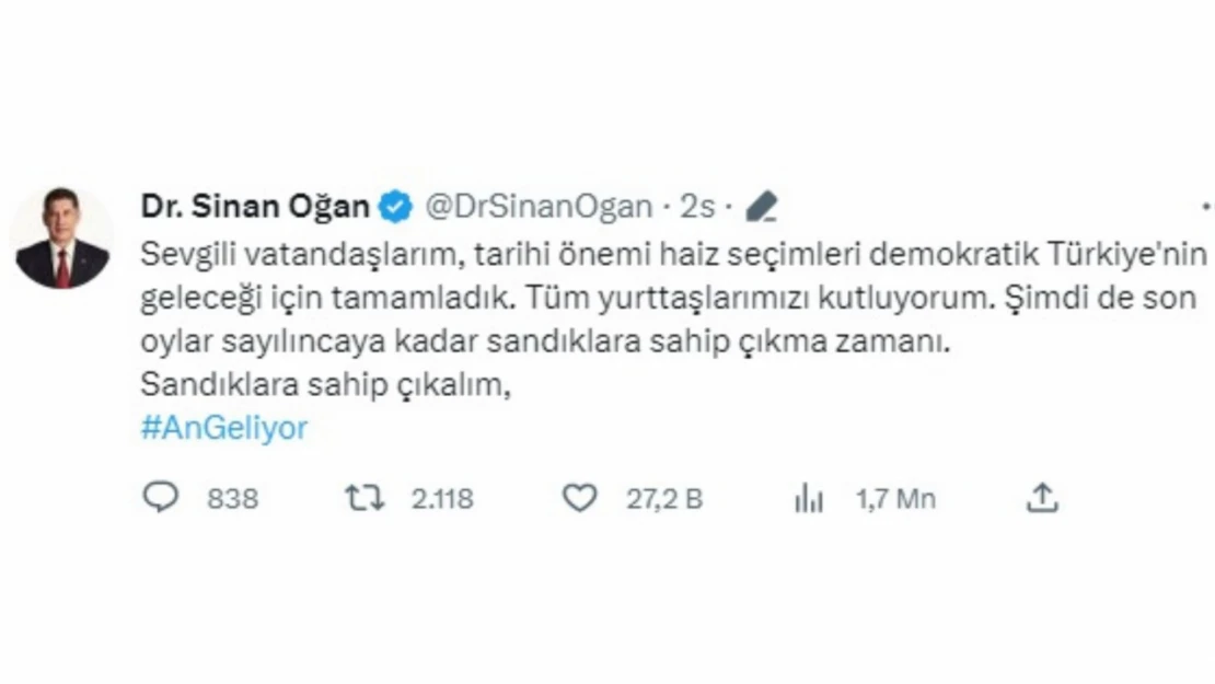 Sinan Oğan'dan açıkama