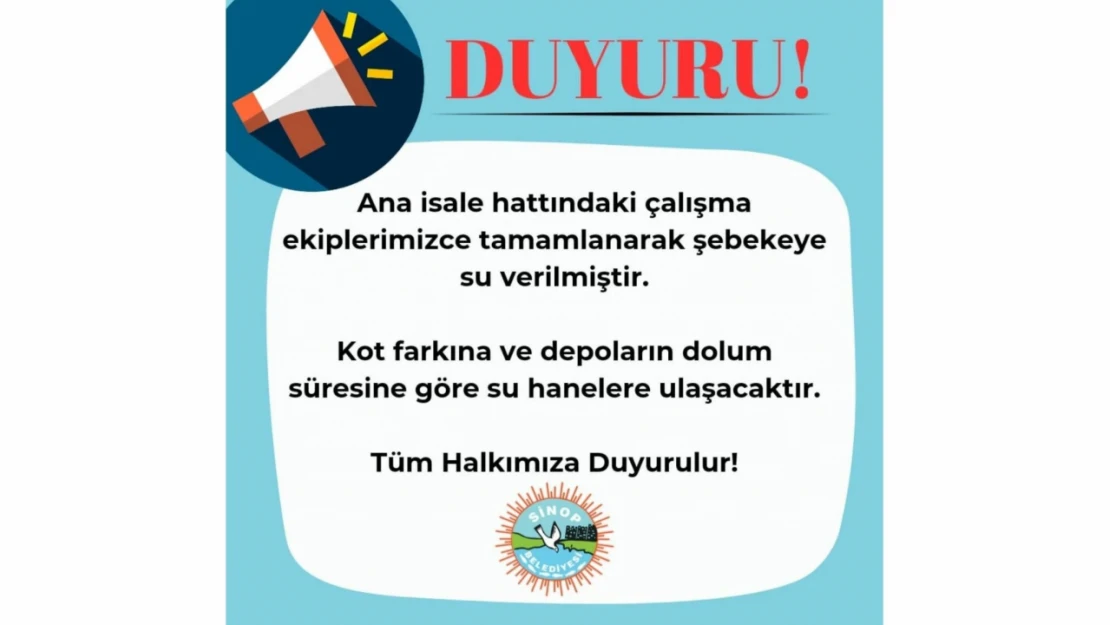 Sinop Belediyesi'nden Duyuru! 