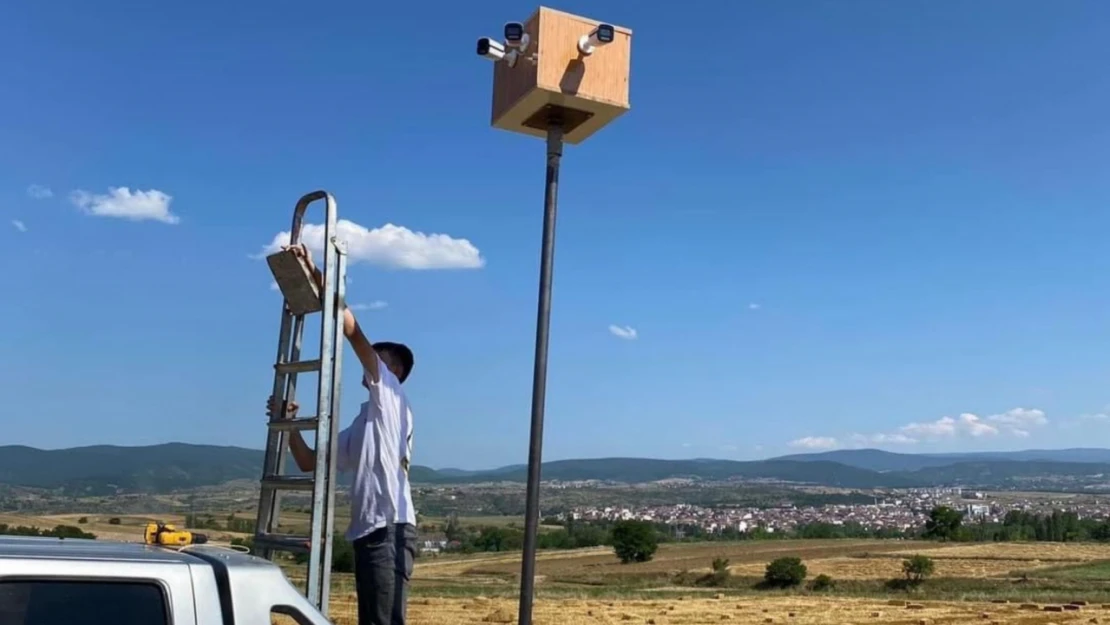 Tarlaya güvenlik kamerası kurdu
