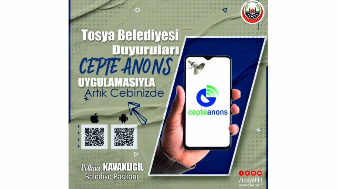 Tosya Belediyesi Artık Cepte Anons'ta