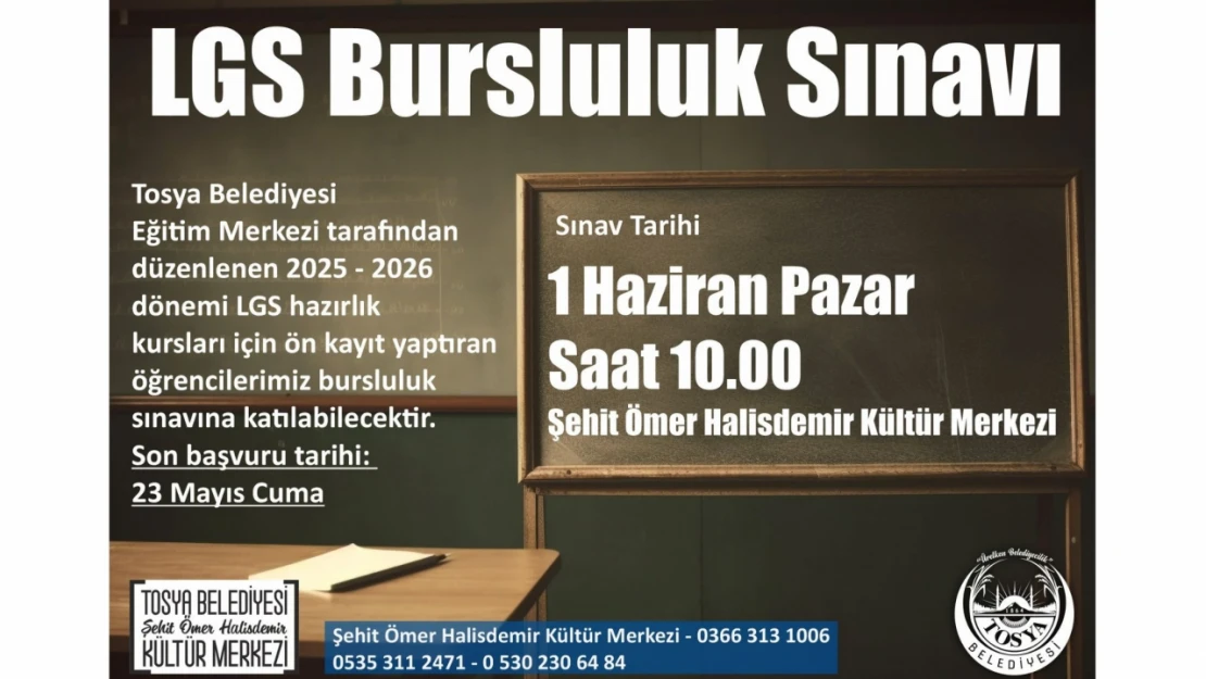 Tosya Belediyesi Eğitim Merkezi 2025-2026 LGS Hazırlık Kurslarına Başlıyor