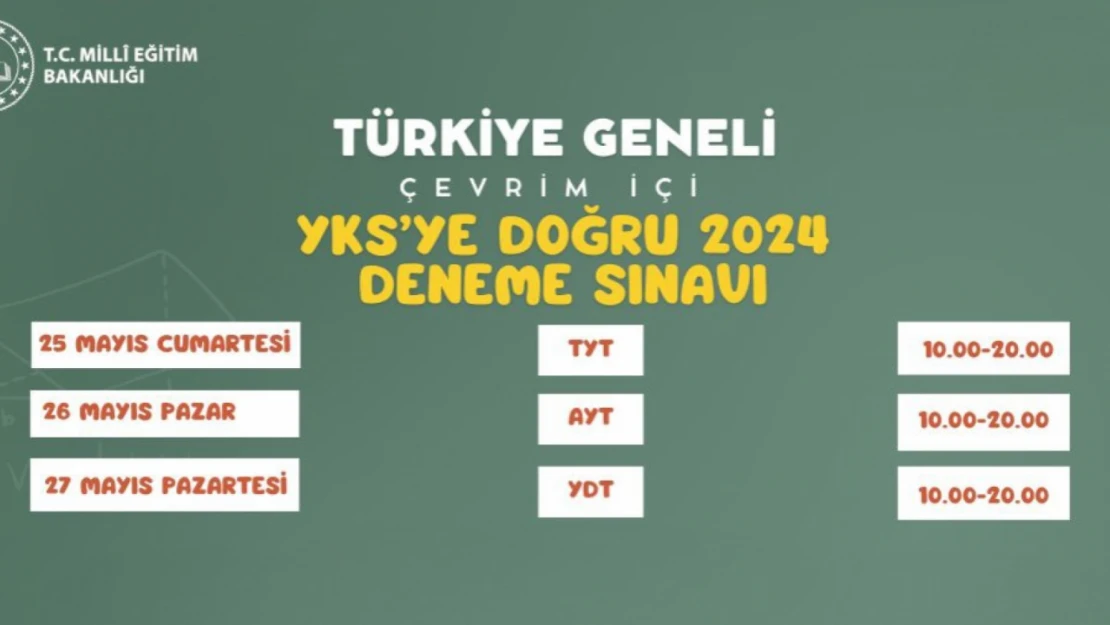 Türkiye Geneli Çevrim İçi Deneme Sınavı Yapılacak