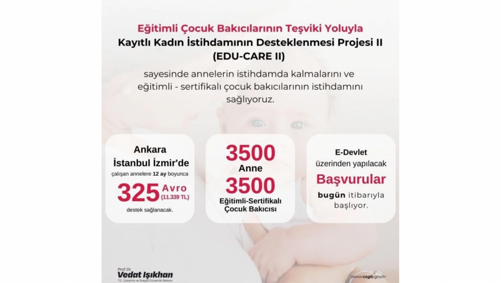 Çalışan Annelere 325 Euro Destek Verilecek