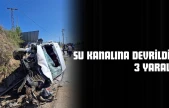 Reklam Tabelasına Çarptı, Su Kanalına Devrildi: 3 Yaralı