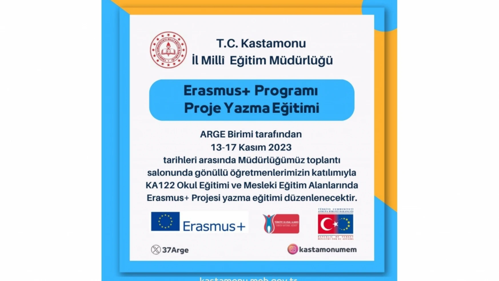 ErasmusPlus Proje Yazma Eğitimi Başvuruları Başladı