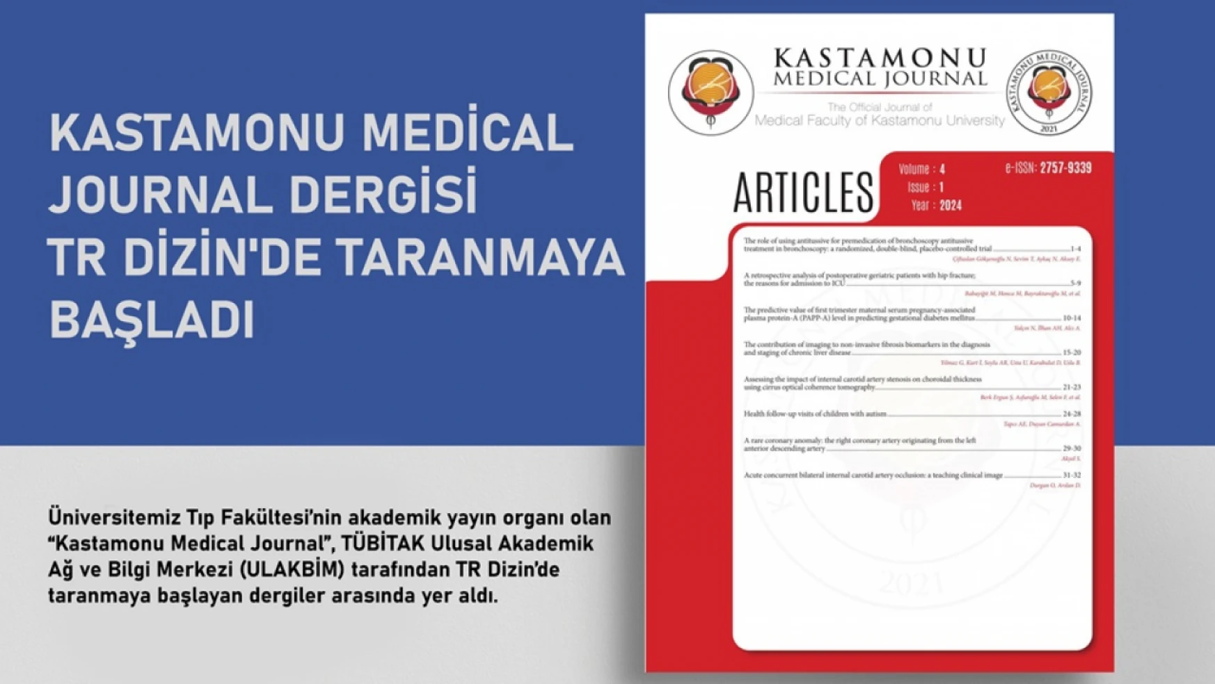 Medical Journal Dergisi, ULAKBİM TR Dizin'de
