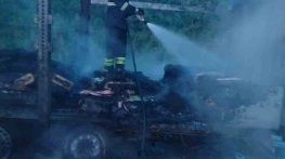 Çorum'da TIR'ın Dorsesi Alev Alev Yandı