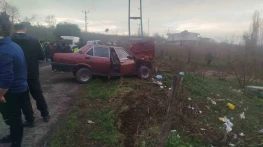 Yoldan Çıkan Otomobil Elektrik Direğine Çarptı: 2 Yaralı