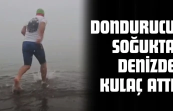 Dondurucu Soğukta Denizde Kulaç Attı