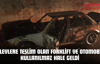 Kastamonu'da Alevlere Teslim Olan Forklift Ve Otomobil Kullanılmaz Hale Geldi