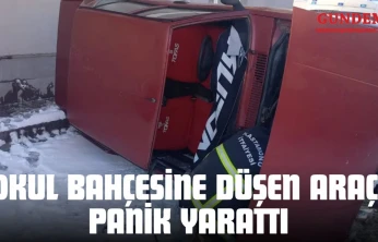 Okul Bahçesine Düşen Araç Panik Yarattı