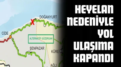 Heyelan Nedeniyle Yol Ulaşıma Kapandı
