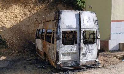 Park Halindeki Minibüs Alev Alev Yandı