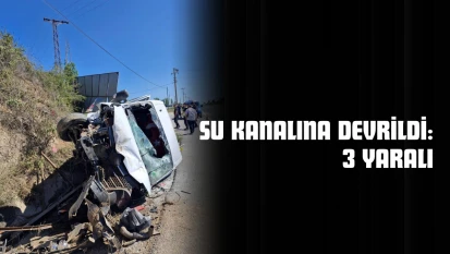Reklam Tabelasına Çarptı, Su Kanalına Devrildi: 3 Yaralı