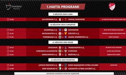 Süper Lig'de 1. ve 2. Haftanın Programı Açıklandı