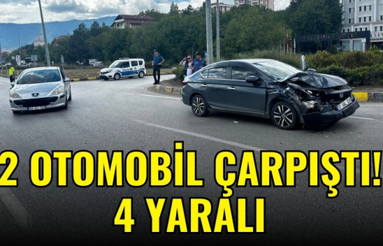 2 Otomobil Çarpıştı! 4 Yaralı