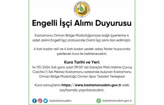 4 Engelli İşçi Alımı Yapılacak